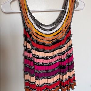 Missoni Multicolor Striped Knit Ruffle Scoop Neck Sleeveless Tank Top Size S